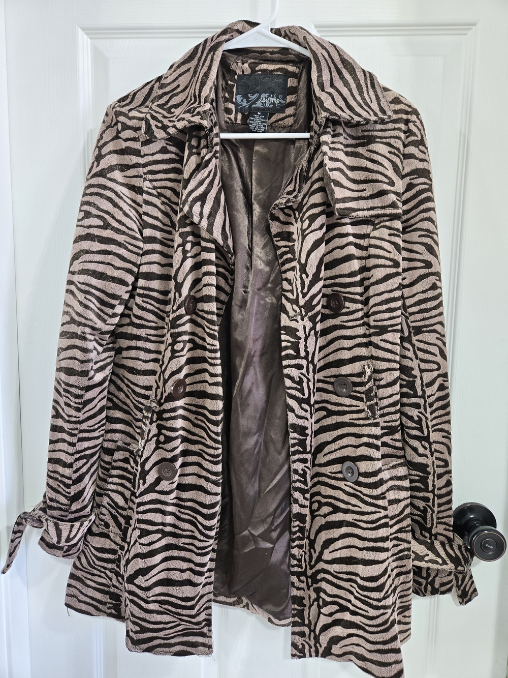 Women’s Daytrip Zebra-Print Trench Coat in Tan and Brown